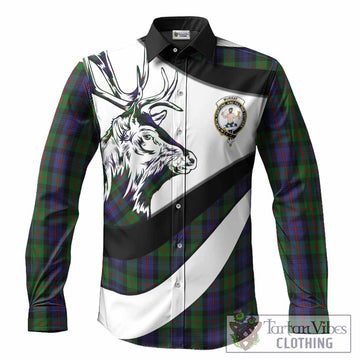 Murray Tartan Family Crest Long Sleeve Button Shirts Scottish Red Deer Curves Style
