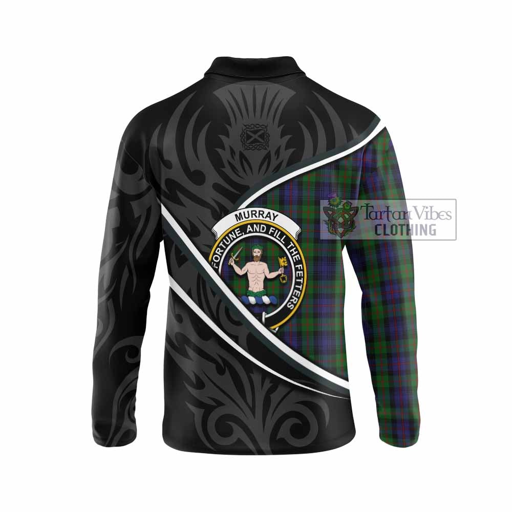 Murray Tartan Family Crest Long Sleeve Polo Shirt Celtic Scottish Thistle Floral - Tartan Vibes Clothing