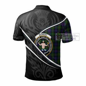 Murray Tartan Family Crest Polo Shirt Celtic Scottish Thistle Floral
