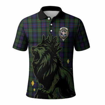 Murray Tartan Family Crest Polo Shirt Crowned Lion Roaring