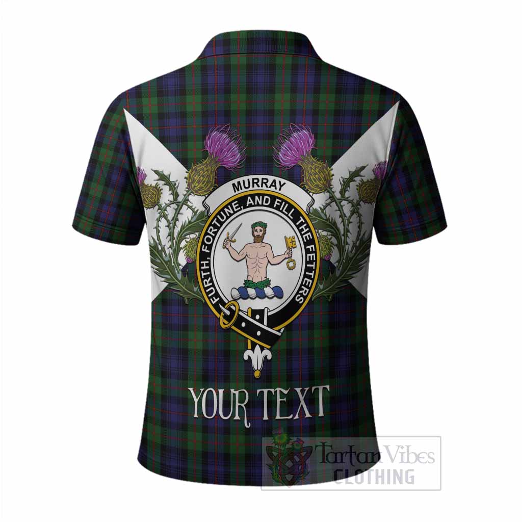 Murray Tartan Family Crest Polo Shirt Scottish Burns Night Thistle Floral