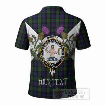 Murray Tartan Family Crest Polo Shirt Scottish Burns Night Thistle Floral