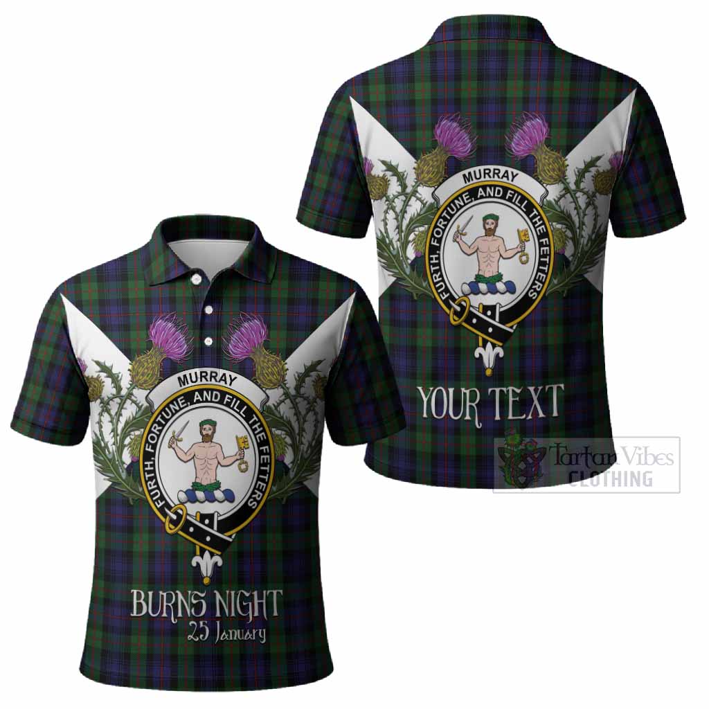 Murray Tartan Family Crest Polo Shirt Scottish Burns Night Thistle Floral