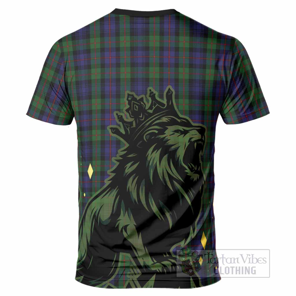 Murray Tartan Family Crest T-Shirt Crowned Lion Roaring