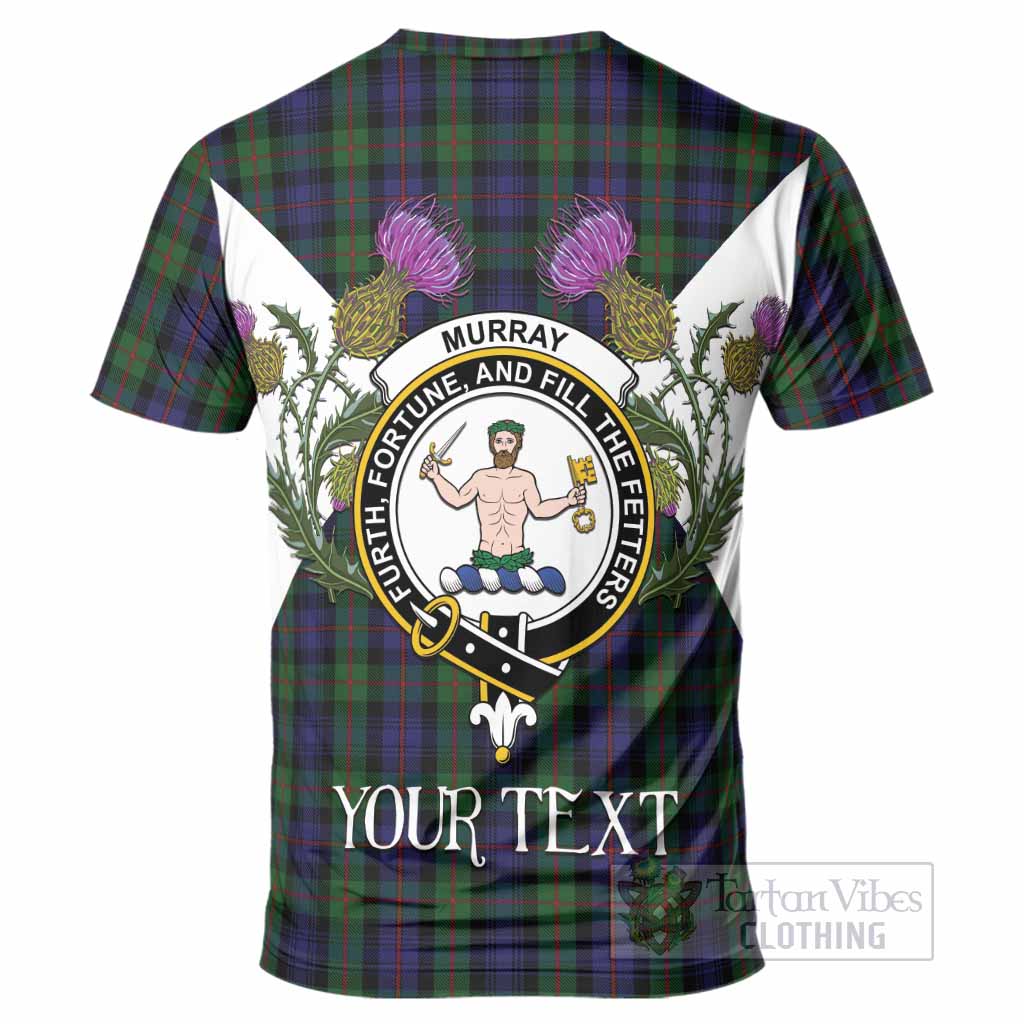 Murray Tartan Family Crest T-Shirt Scottish Burns Night Thistle Floral