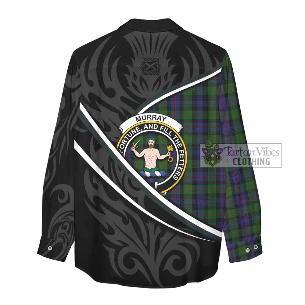 Murray Tartan Family Crest Women Casual Shirt Celtic Scottish Thistle Floral - Tartan Vibes Clothing