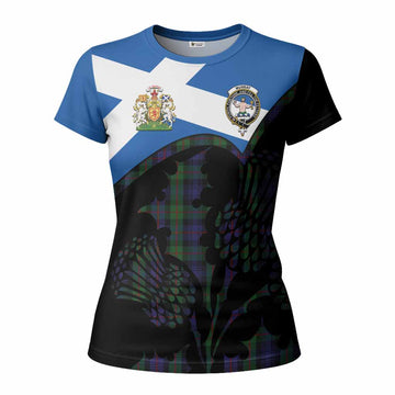 Murray Tartan Family Crest Women T shirt Scotland Thistle Floral Flag Style