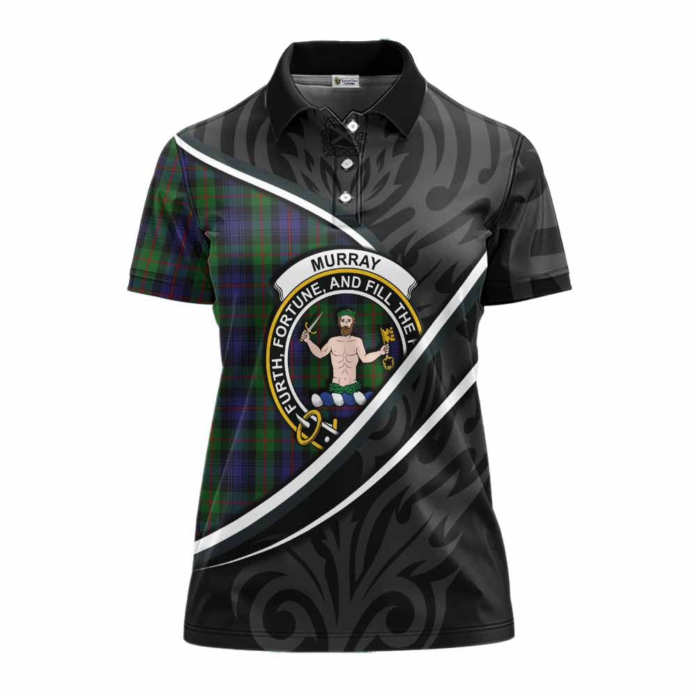 Murray Tartan Family Crest Women's Polo Shirt Celtic Scottish Thistle Floral - Tartan Vibes Clothing