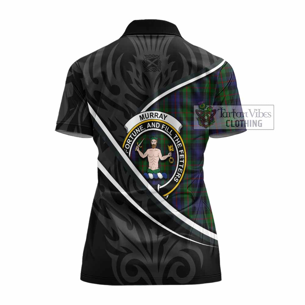 Murray Tartan Family Crest Women's Polo Shirt Celtic Scottish Thistle Floral - Tartan Vibes Clothing
