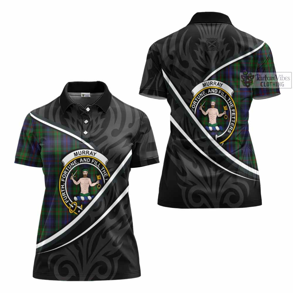 Murray Tartan Family Crest Women's Polo Shirt Celtic Scottish Thistle Floral - Tartan Vibes Clothing