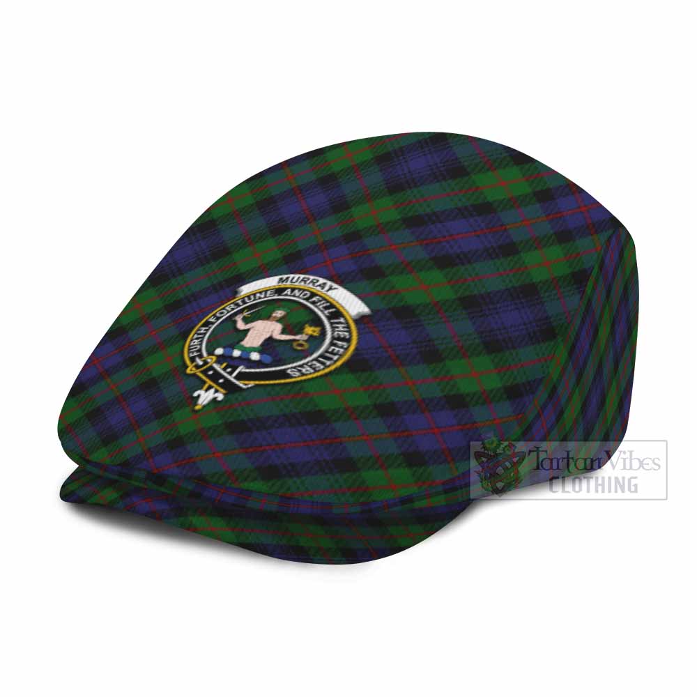 Murray Tartan Flat Cap, Jeff Cap Cross Style with Family Crest - Tartan Vibes Clothing