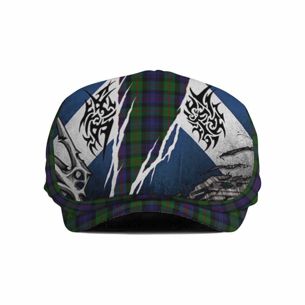 Murray Tartan Flat Cap, Jeff Cap Scotland Flag Ripped Tribal Design
