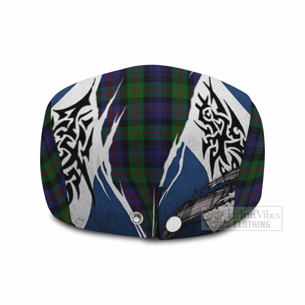 Murray Tartan Flat Cap, Jeff Cap Scotland Flag Ripped Tribal Design