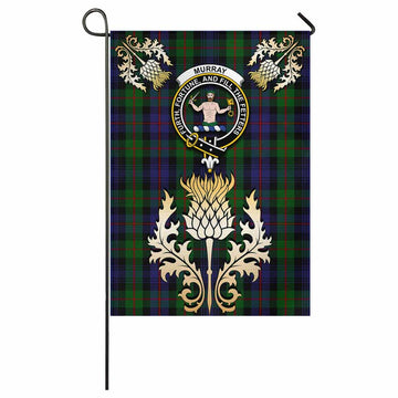 Murray Tartan Garden Flag with Golden Regal Scottish Thistle Emblem - Tartan Vibes Clothing