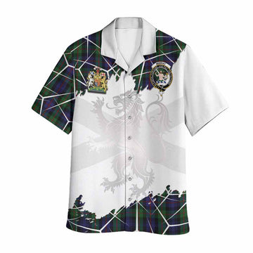 Murray Tartan Hawaiian Shirt with Family Crest and Lion Rampant Grunge Style