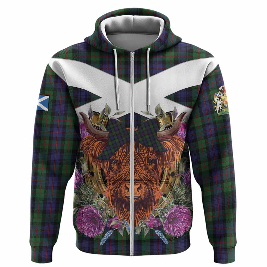 Murray Tartan Hoodie Scottish Thistle Heilan Coo