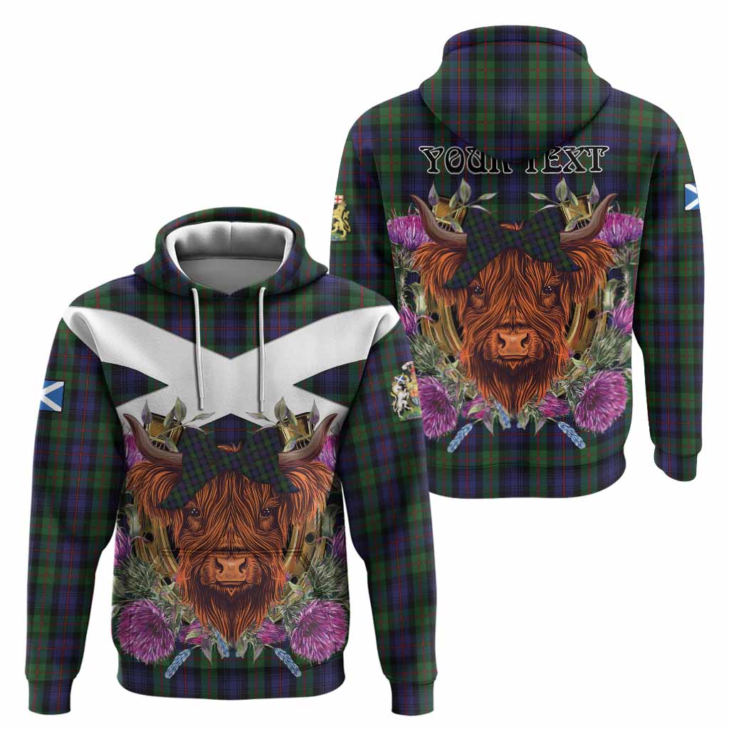 Murray Tartan Hoodie Scottish Thistle Heilan Coo