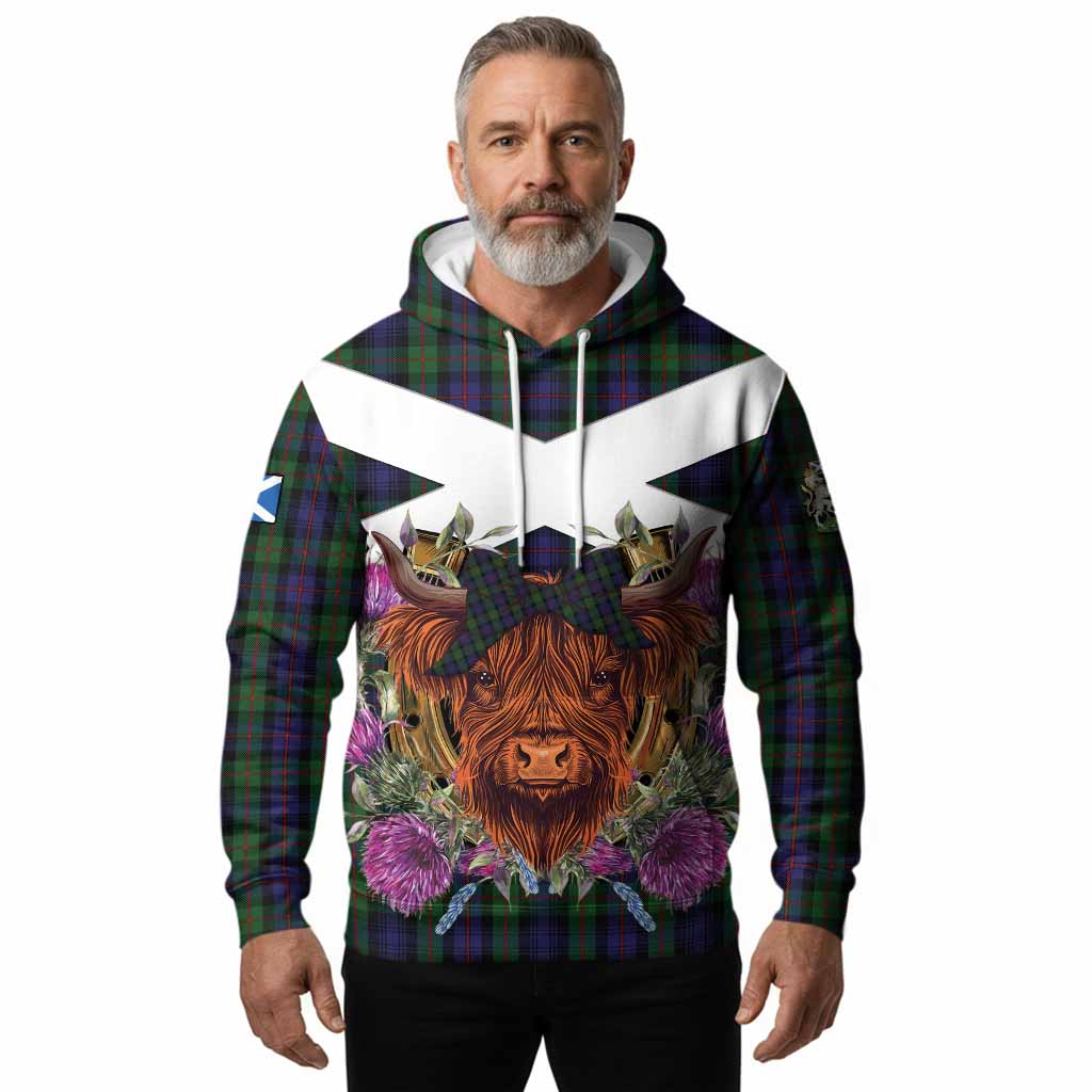 Murray Tartan Hoodie Scottish Thistle Heilan Coo