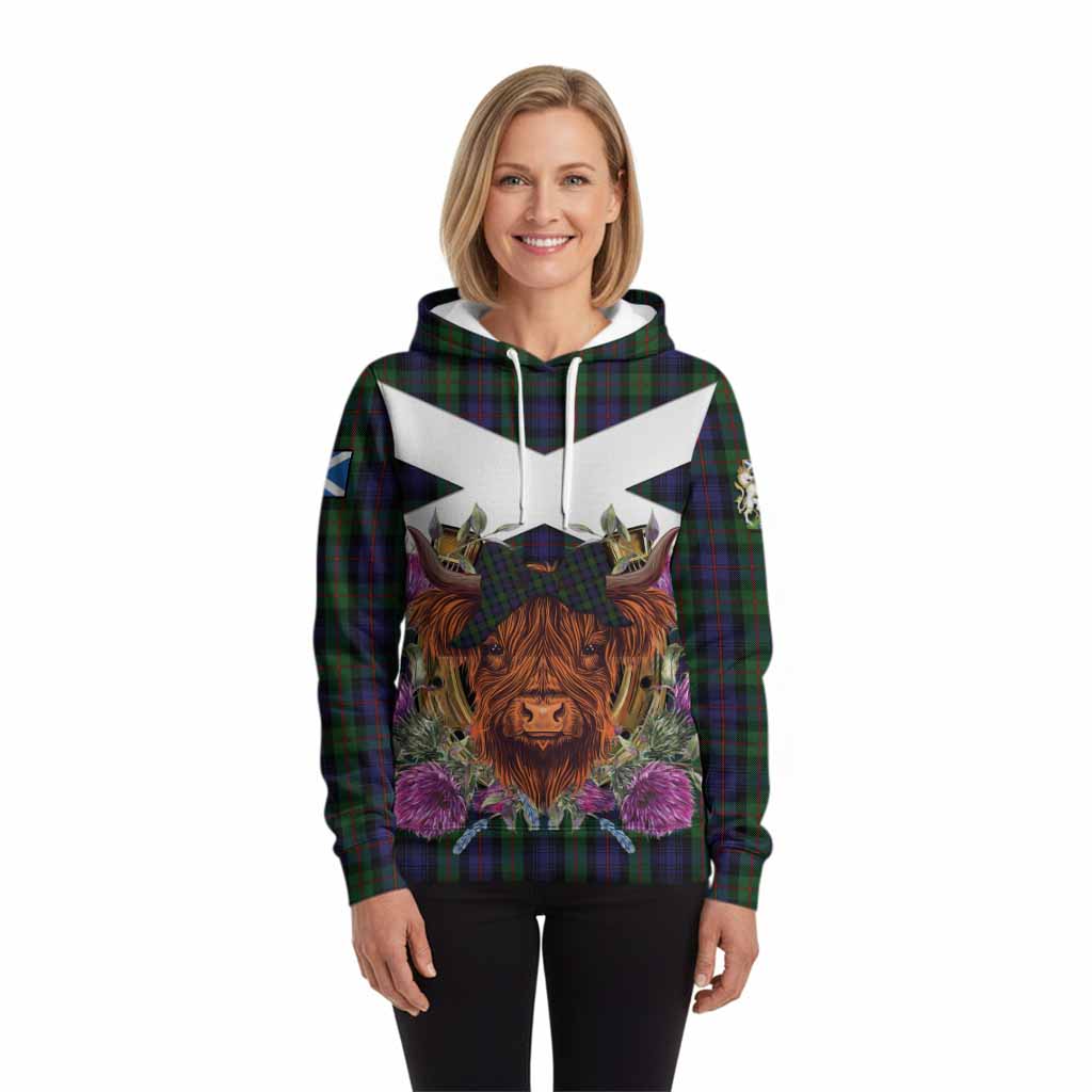 Murray Tartan Hoodie Scottish Thistle Heilan Coo