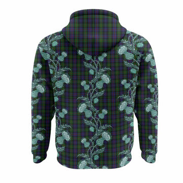 Murray Tartan Hoodie Seamless Scottish Thistle Flowers