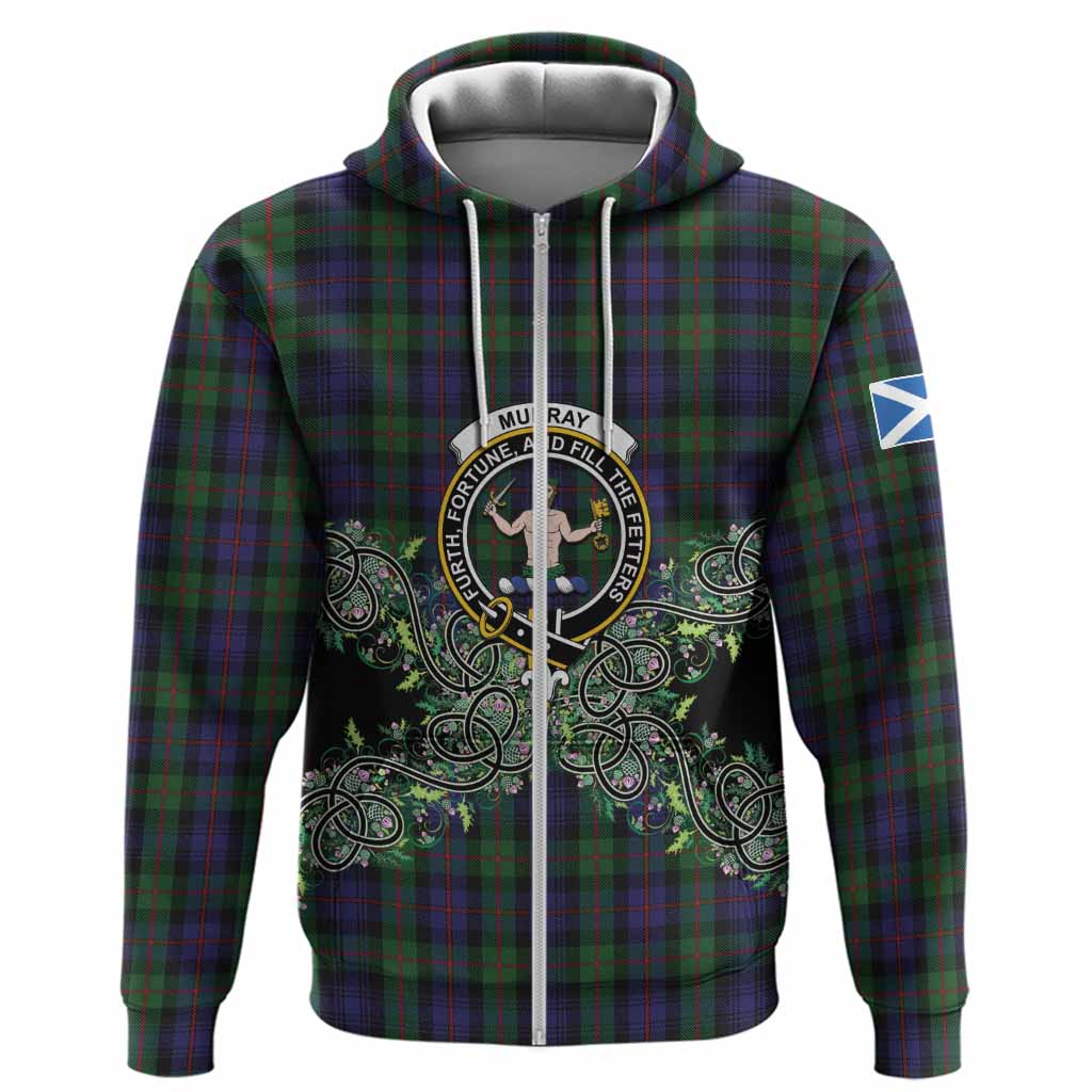 Murray Tartan Hoodie Thistle Scottish Spirit