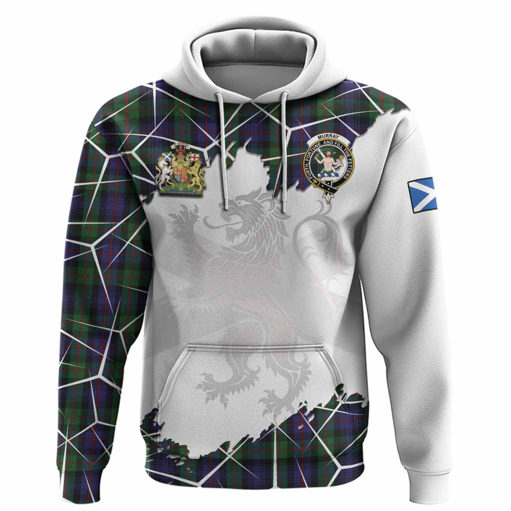 Murray Tartan Hoodie with Family Crest and Lion Rampant Grunge Style