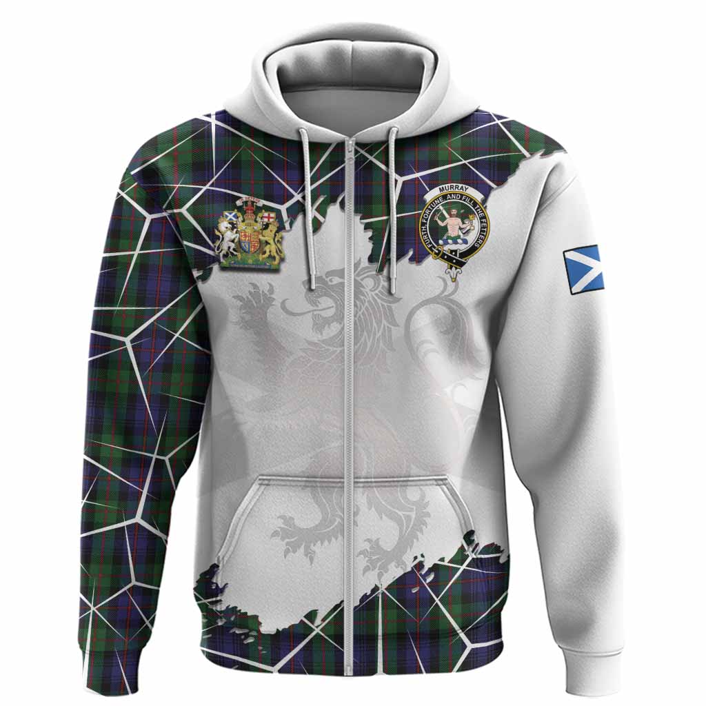 Murray Tartan Hoodie with Family Crest and Lion Rampant Grunge Style