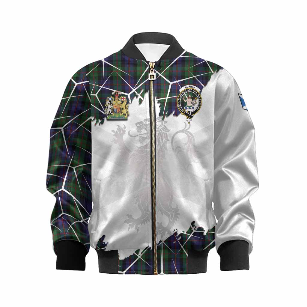 Murray Tartan Kid Bomber Jacket with Family Crest and Lion Rampant Grunge Style