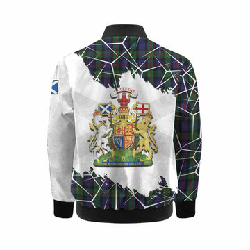 Murray Tartan Kid Bomber Jacket with Family Crest and Lion Rampant Grunge Style