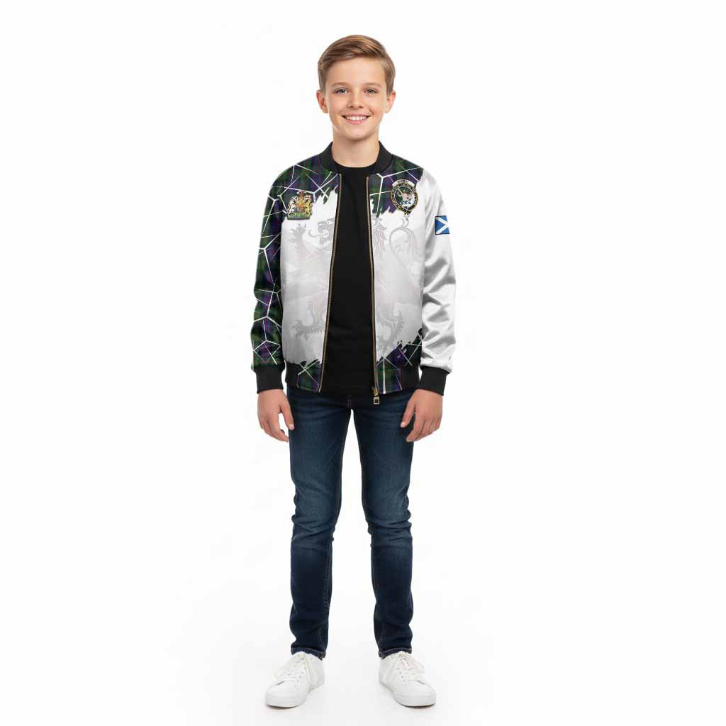 Murray Tartan Kid Bomber Jacket with Family Crest and Lion Rampant Grunge Style