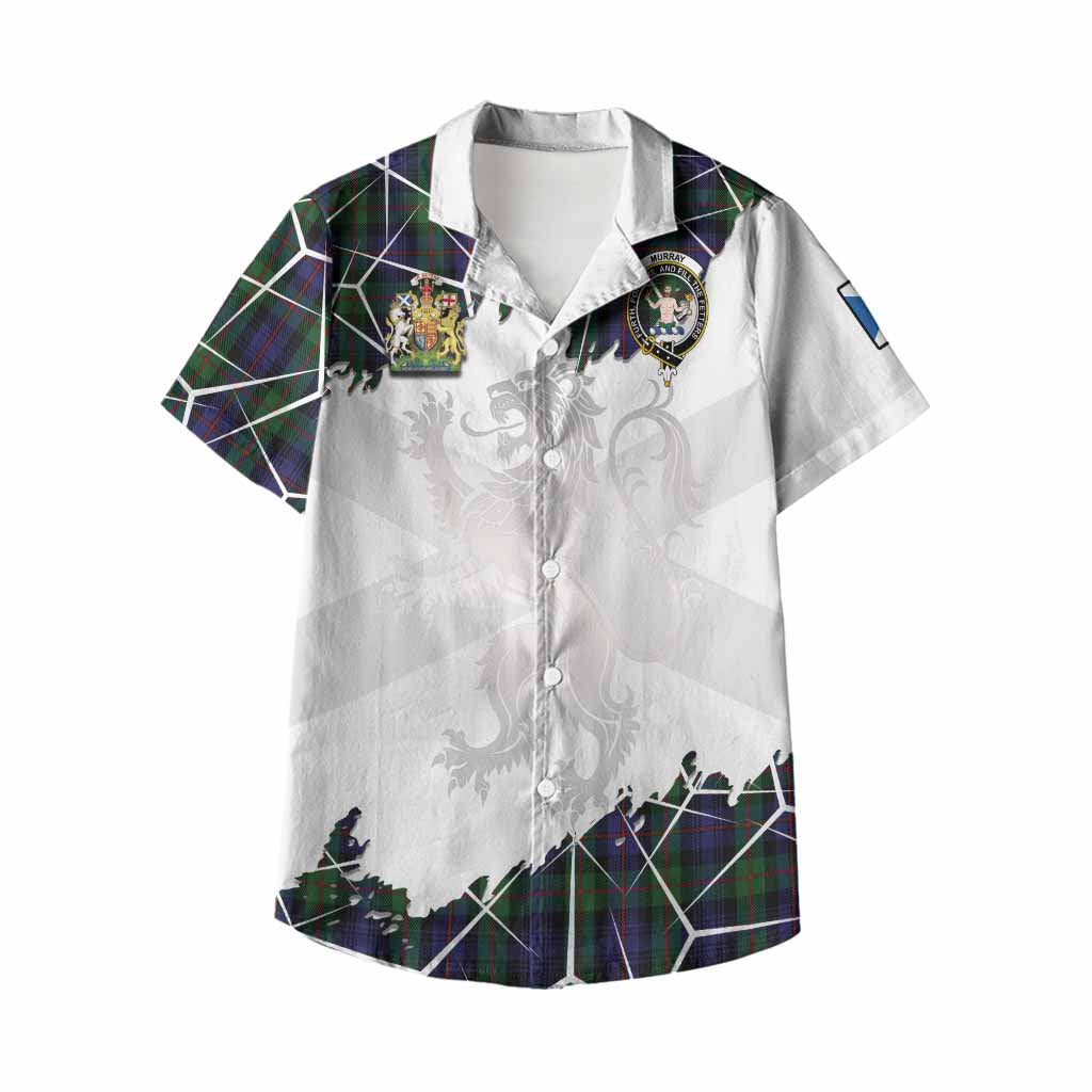 Murray Tartan Kid Hawaiian Shirt with Family Crest and Lion Rampant Grunge Style