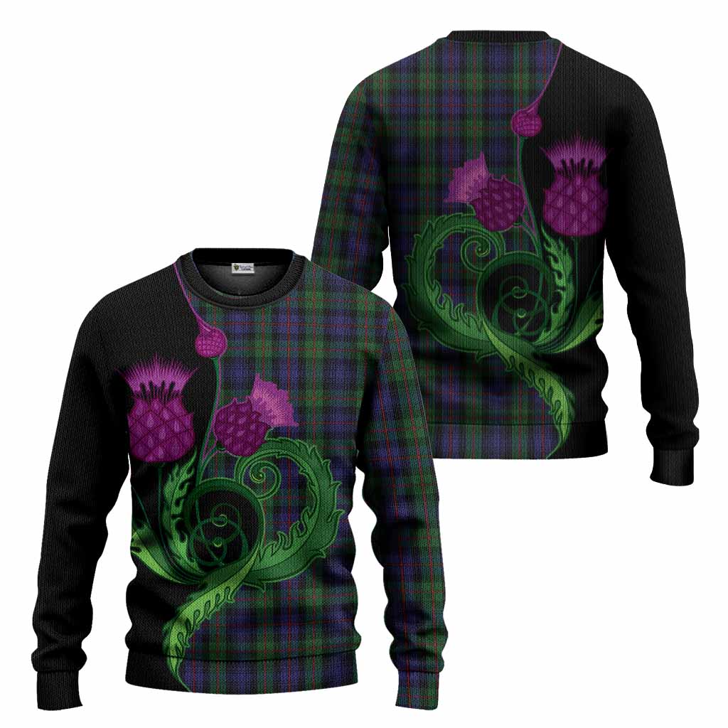 Murray Tartan Knitted Sweater Traditional Scottish Thistle