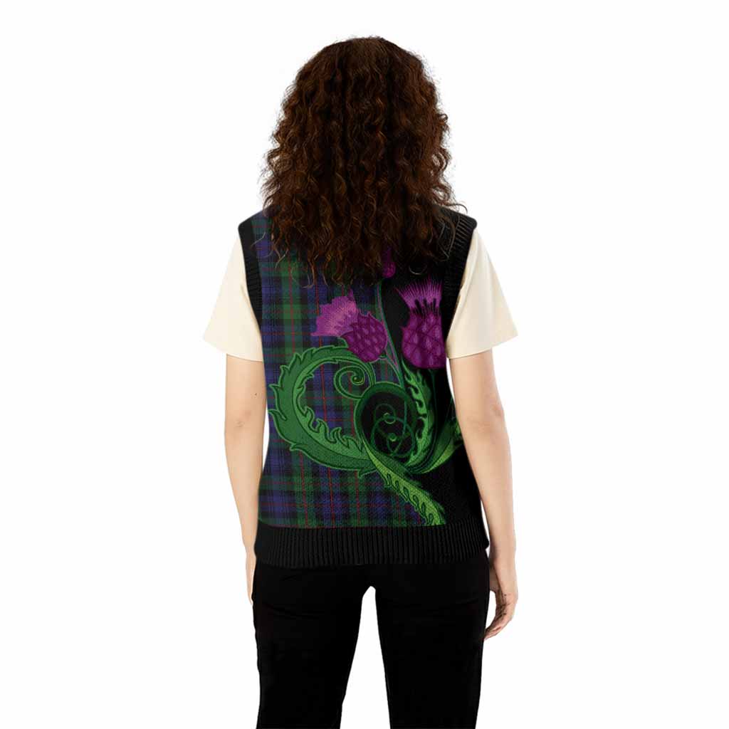Murray Tartan Knitted V-Neck Vest Traditional Scottish Thistle