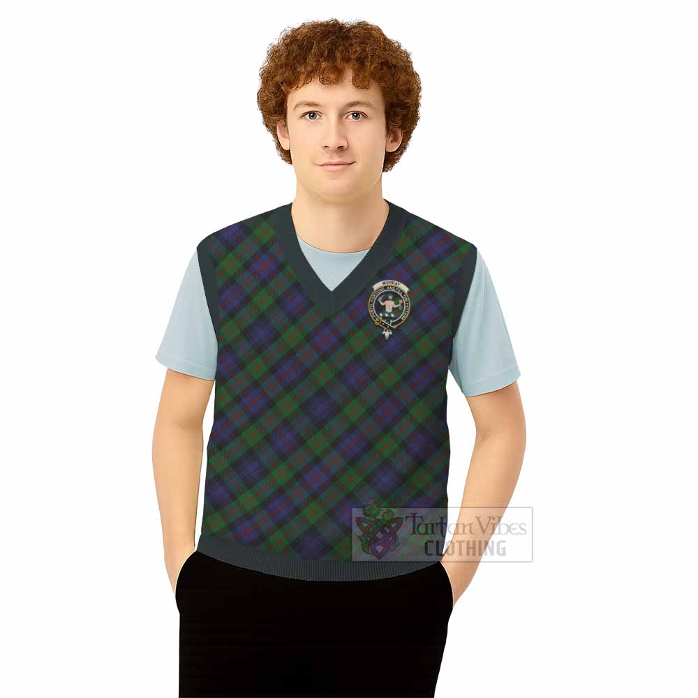 Murray Tartan Knitted V-Neck Vest with Family Crest Cross Style