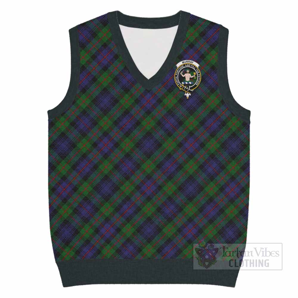 Murray Tartan Knitted V-Neck Vest with Family Crest Cross Style
