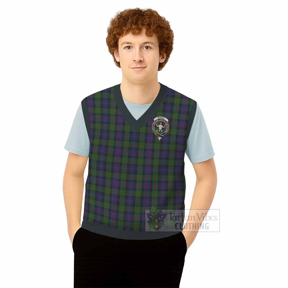 Murray Tartan Knitted V-Neck Vest with Family Crest - Tartan Vibes Clothing
