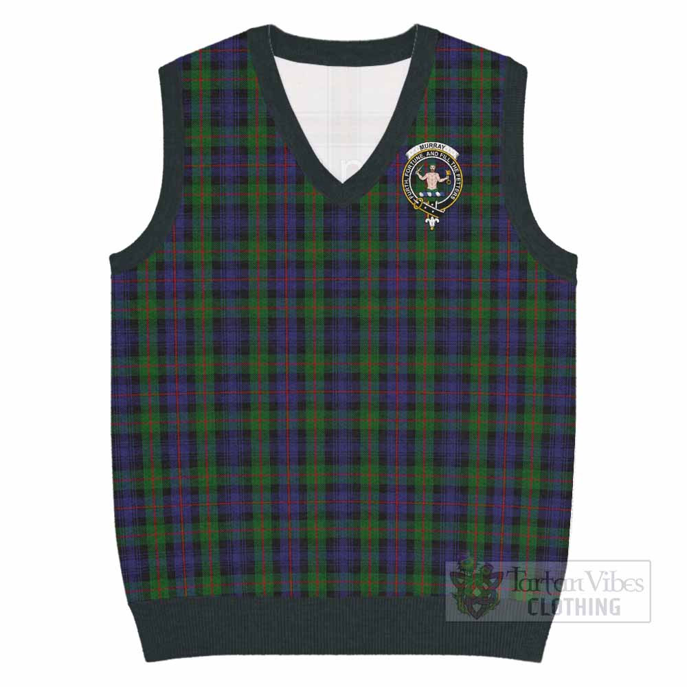 Murray Tartan Knitted V-Neck Vest with Family Crest - Tartan Vibes Clothing