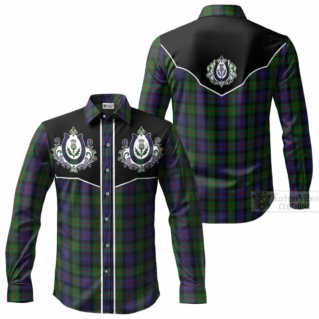 Murray Tartan Long Sleeve Button Shirts Horseshoe Ornament Men's Shirt - Tartan Vibes Clothing