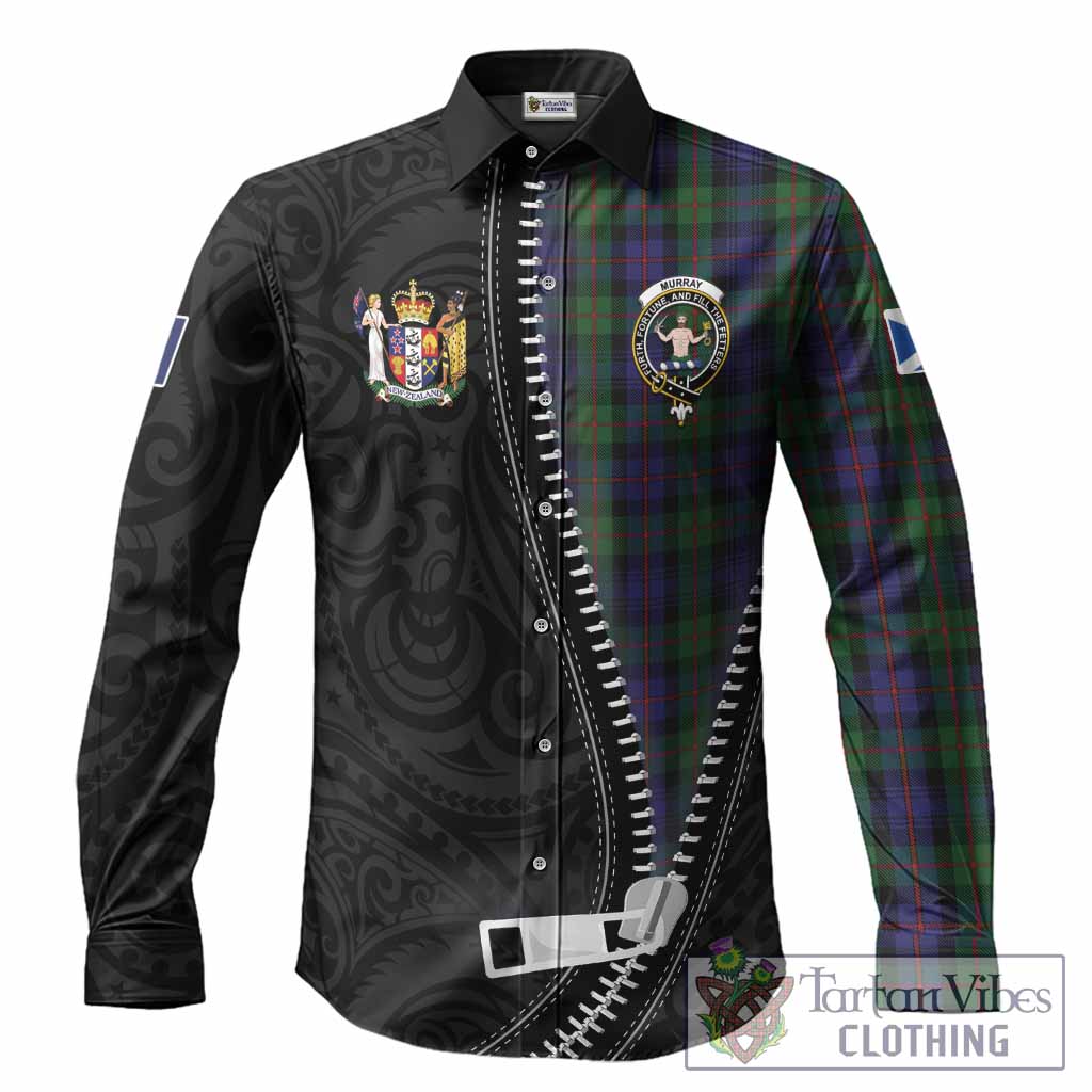 Murray Tartan Long Sleeve Button Shirts New Zealand Pattern Unique Zipper Stylized