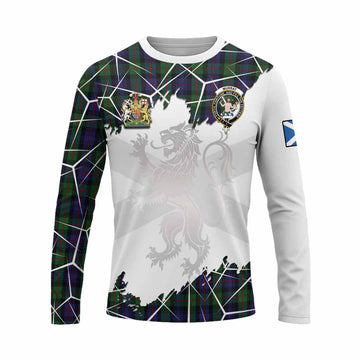 Murray Tartan Long Sleeve T-Shirt with Family Crest and Lion Rampant Grunge Style