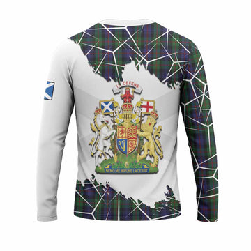 Murray Tartan Long Sleeve T-Shirt with Family Crest and Lion Rampant Grunge Style