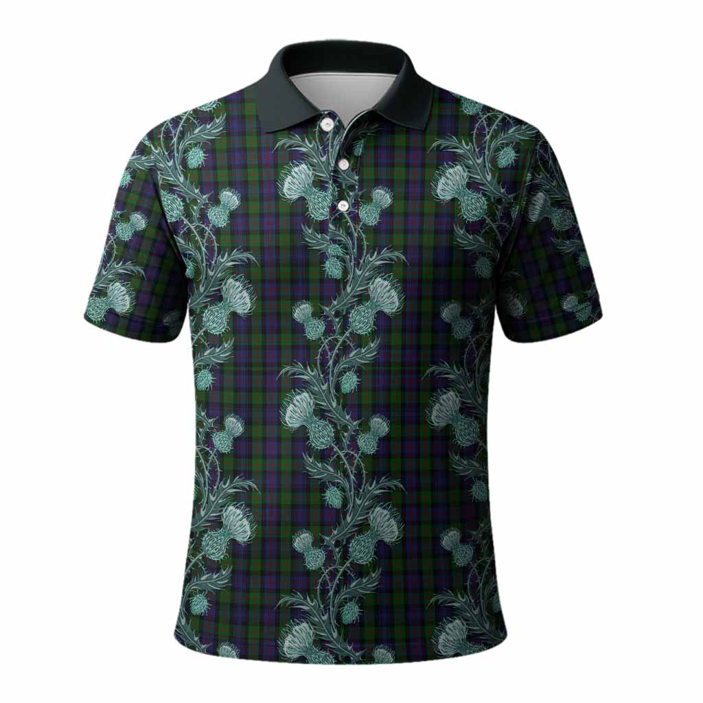 Murray Tartan Polo Shirt Seamless Scottish Thistle Flowers