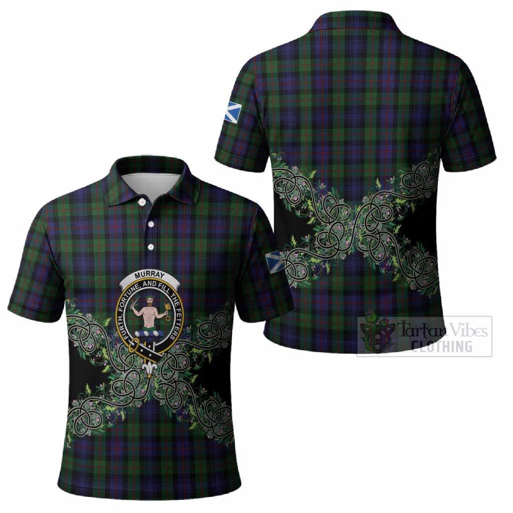 Murray Tartan Polo Shirt Thistle Scottish Spirit