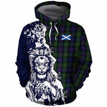 Murray Tartan Scottish Cotton Hoodie Angry Lion With Soccer Ball Style