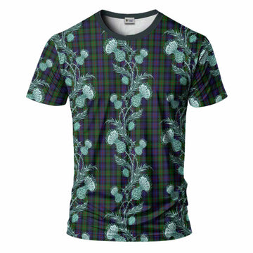Murray Tartan T-Shirt Seamless Scottish Thistle Flowers
