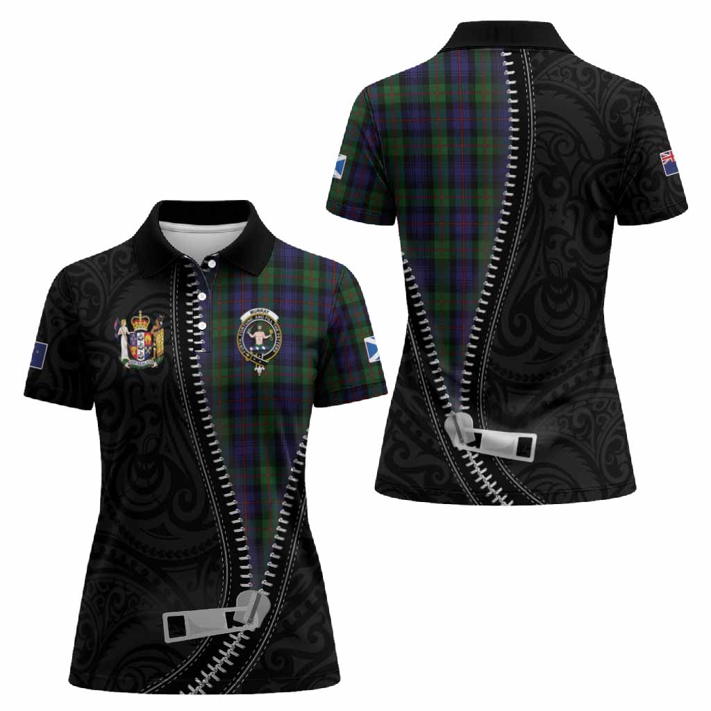 Murray Tartan Women Polo Shirt New Zealand Pattern Unique Zipper Stylized