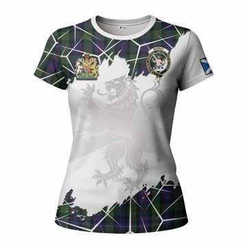 Murray Tartan Women T shirt with Family Crest and Lion Rampant Grunge Style