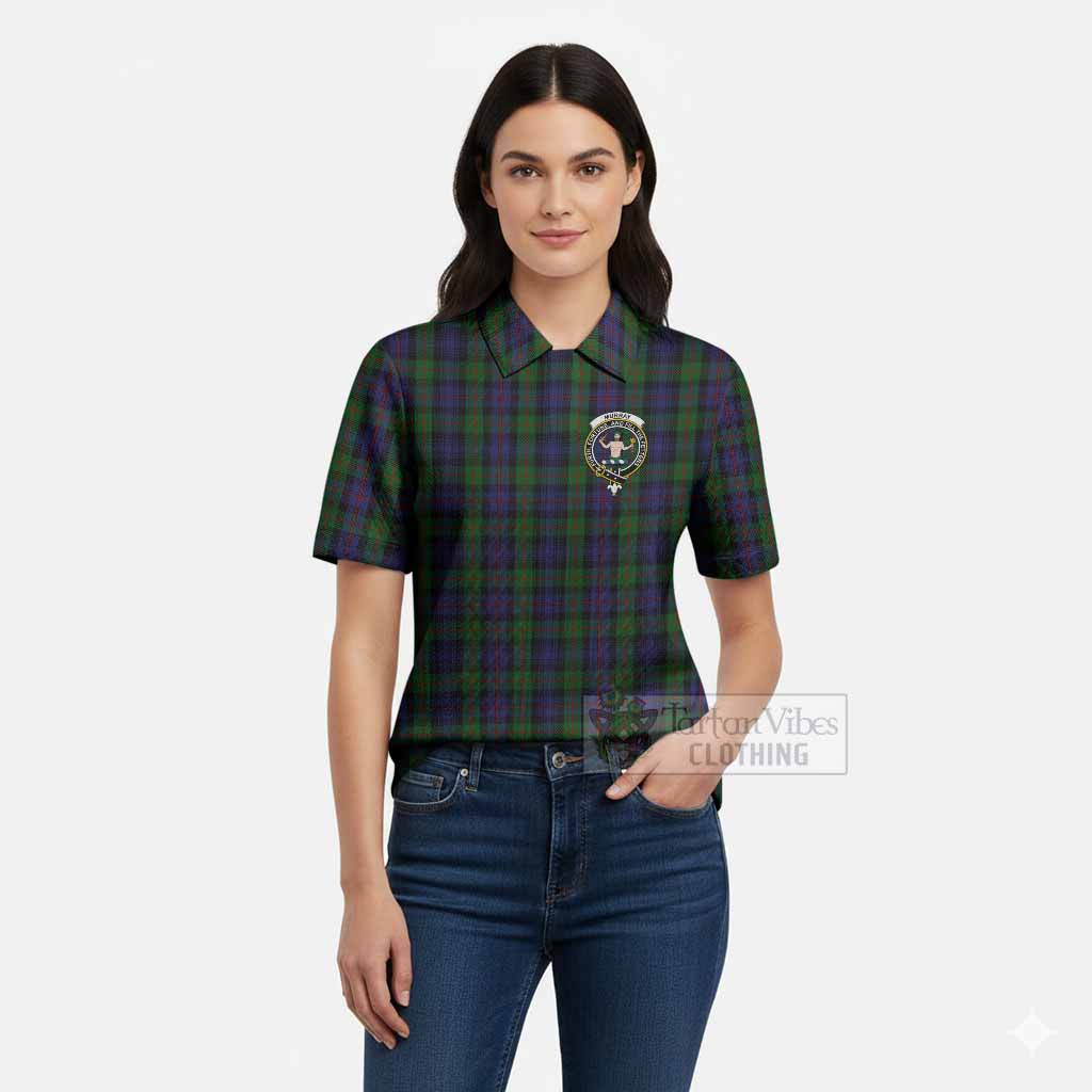 Murray Tartan Women’s Polo Sweater Top with Family Crest