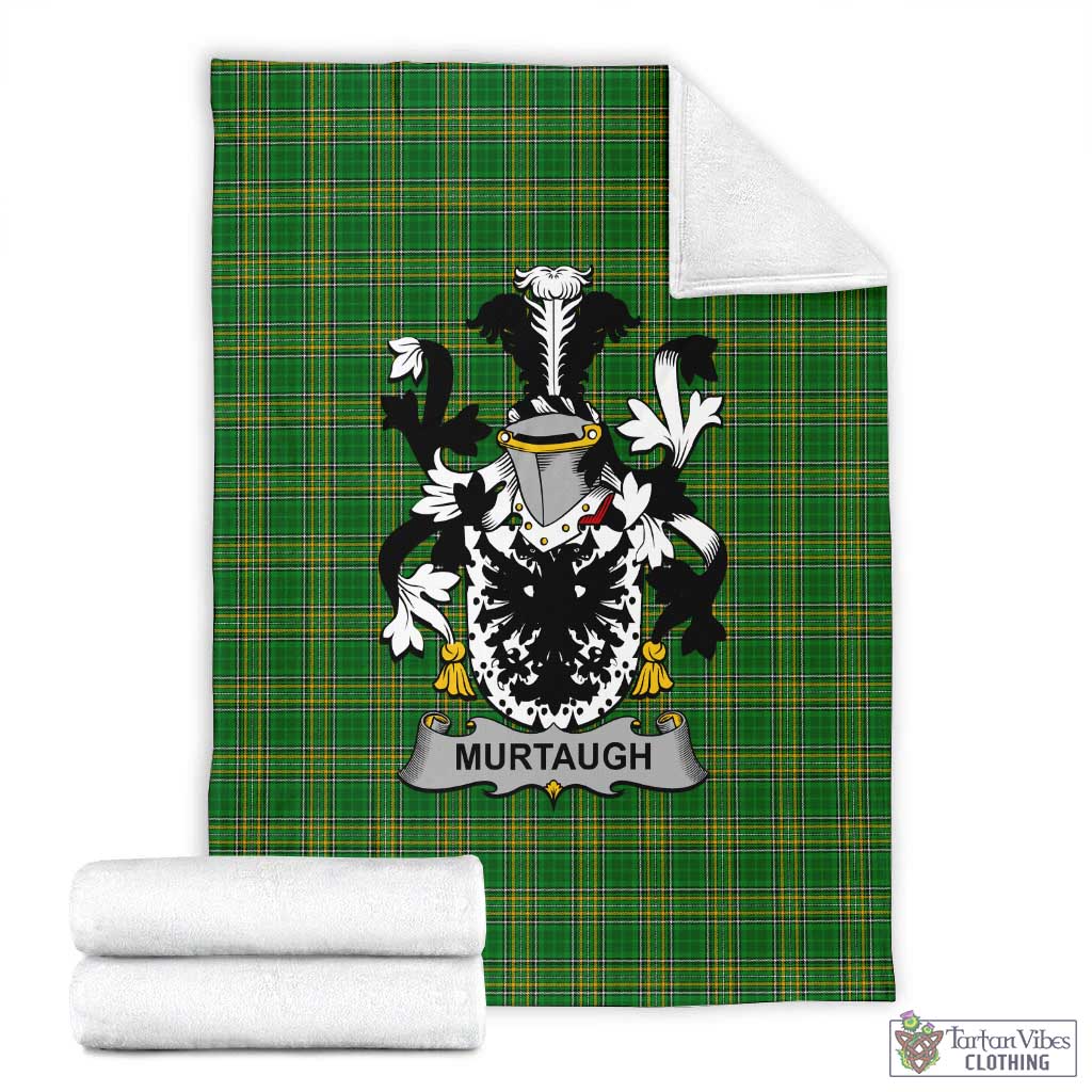 Murtaugh Irish Clan Tartan Blanket with Coat of Arms X-Large 59 x 79 inches 150 x 200 cm - Tartan Vibes Clothing