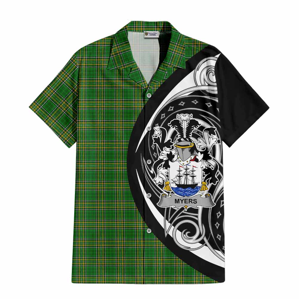 Tartan Vibes Clothing Myers Irish Clan Short Sleeve Button Shirt Celtic Circle Style